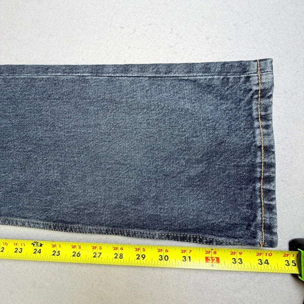 Zara Straight Leg Jeans Women 2L Criptic Blue 100% Cotton Mid Waist Button Fly